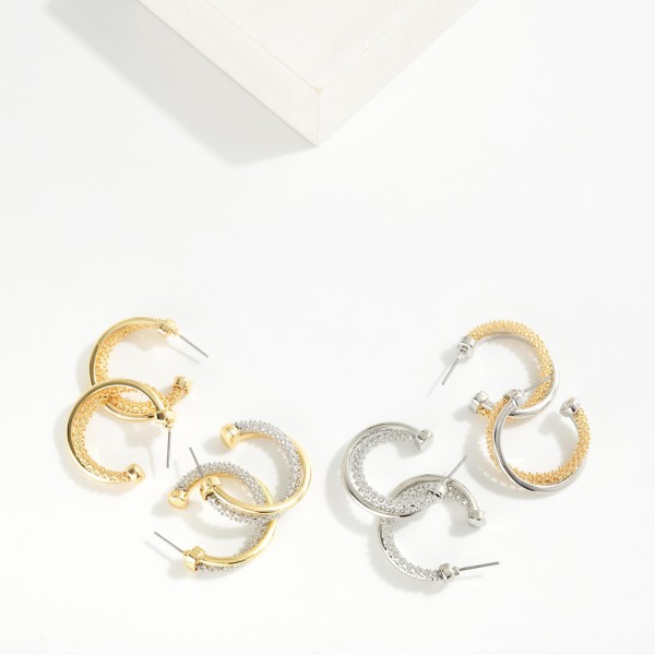 Textured Metal Tone Intertwined Hoop Drop Earrings 

- Approximately 1" D 