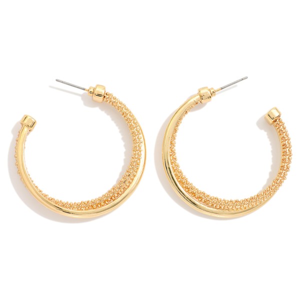 Textured Metal Tone Intertwined Hoop Drop Earrings 

- Approximately 1.75" D 