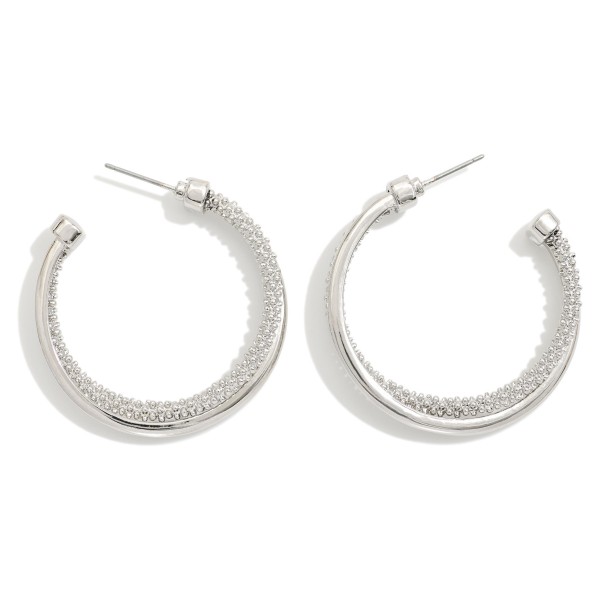 Textured Metal Tone Intertwined Hoop Drop Earrings 

- Approximately 1.75" D 