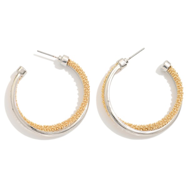Textured Metal Tone Intertwined Hoop Drop Earrings 

- Approximately 1.75" D 