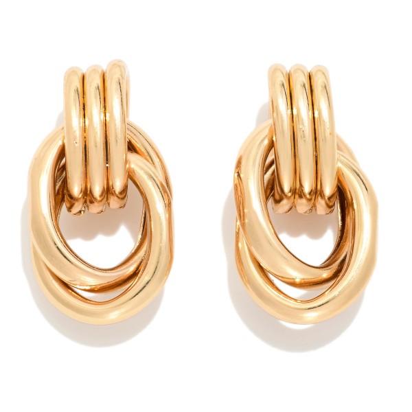 Knotted Metal Post Drop Door Knocker Earrings 

- Approximately 1" L