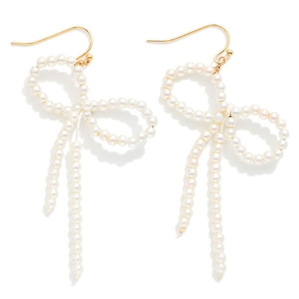Pearl Beaded Bow Drop Earring 

- Approximately 2.5" L 