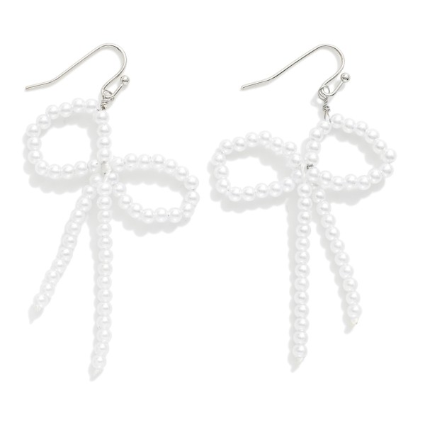 Pearl Beaded Bow Drop Earring 

- Approximately 2.5" L 