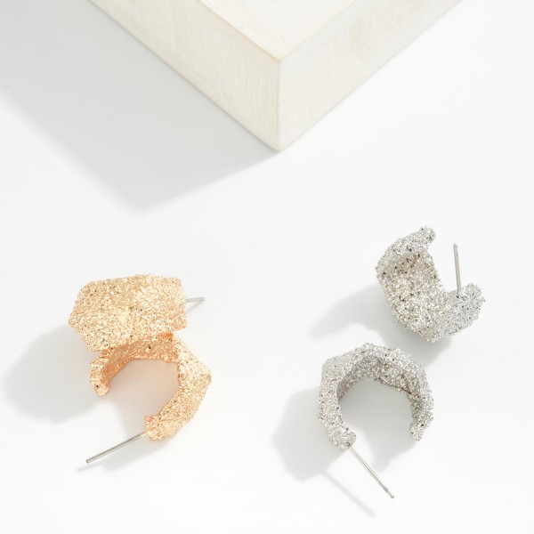 Druzy Metal Hoop Earrings 

- Approximately .75" D