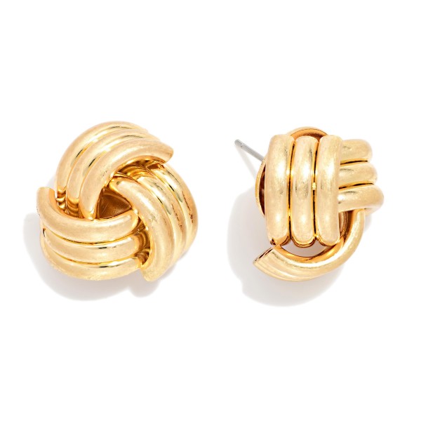 Large Knotted Metal Stud Earrings 

- Approximately .75" L