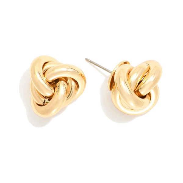 Metal Tone Knot Stud Earrings 

- Approximately .5" L