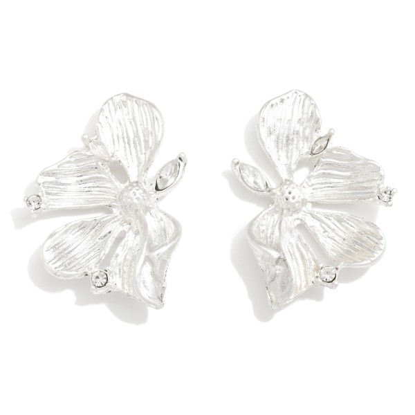 Metal Tone Folded Flower Post Drop Earrings 

- Approximately 1.25" L 