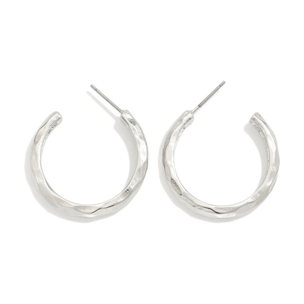 Hammered Metal Hoop Earrings 

- Approximately 1" D