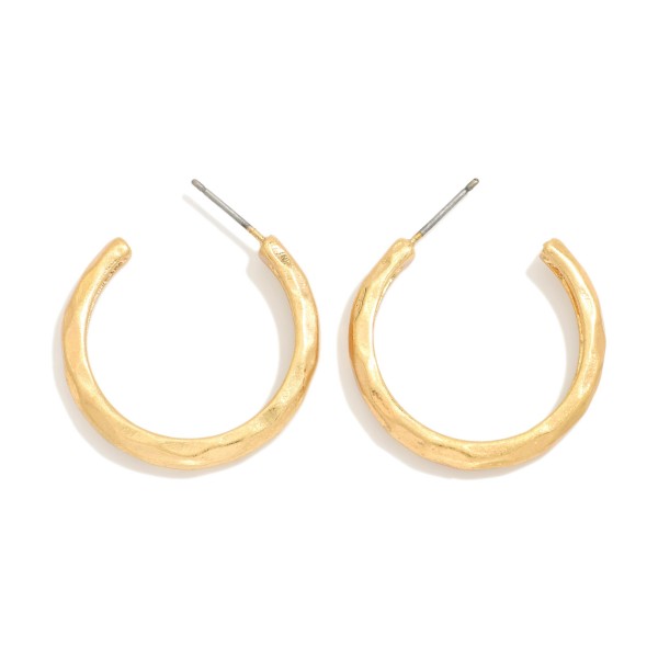 Hammered Metal Hoop Earrings 

- Approximately 1" D
