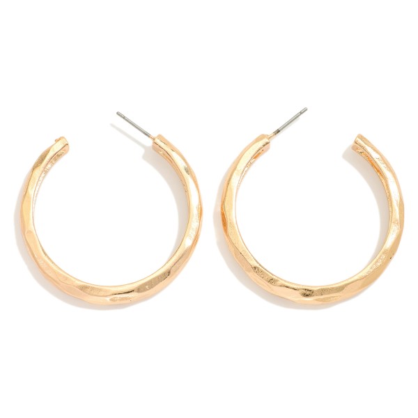 Hammered Metal Hoop Earrings 

- Approximately 1.25" D
