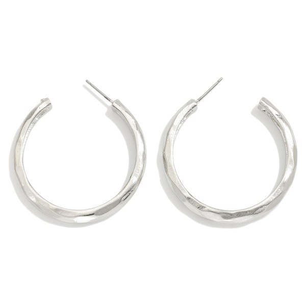 Hammered Metal Hoop Earrings 

- Approximately 1.25" D