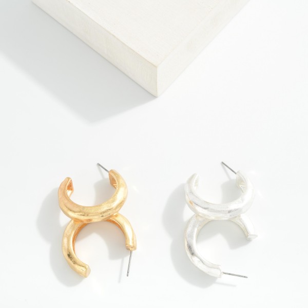 Hammered Metal Hoop Earrings 

- Approximately 1" D