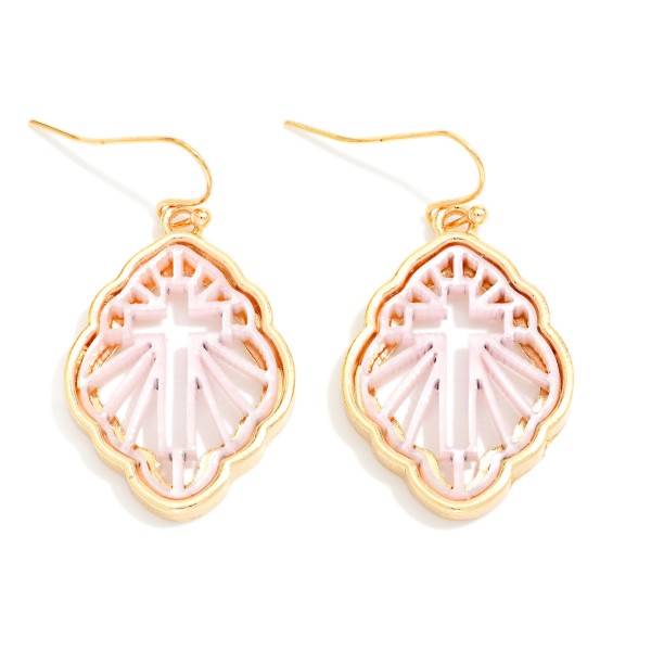 Metal Tone Marble Acetate Filigree Drop Earring 

- Approximately 1.50" L 