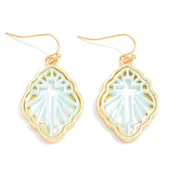 Metal Tone Marble Acetate Filigree Drop Earring 

- Approximately 1.50" L 