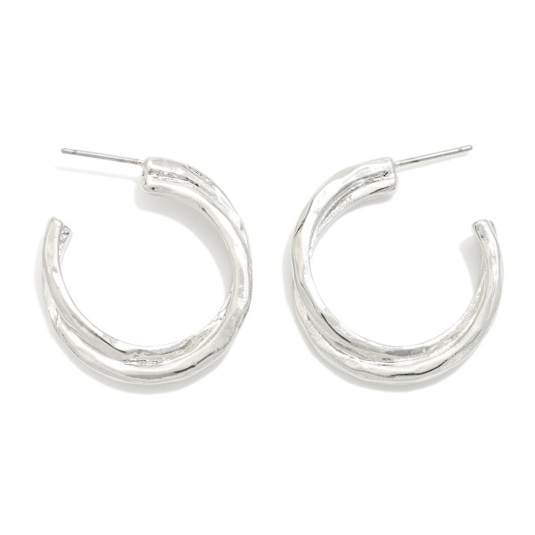Layered Hammered Metal Hoop Earrings 

- Approximately .75" D