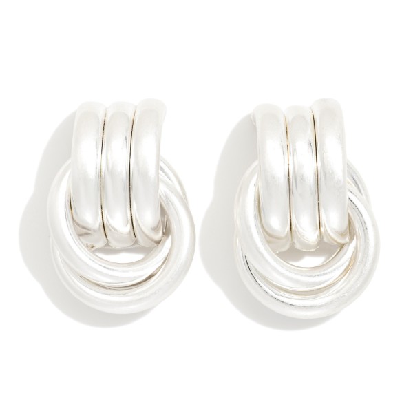 Metal Tone Door Knocker Layered Hoop Drop Earring 

- Approximately 1.5" L