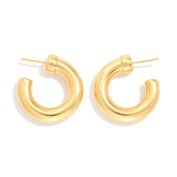 Metal Tone Tube Hoop Earrings 

- Gold Filled 
- Approximately .75" D