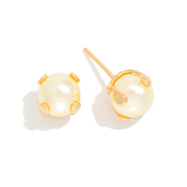 Large Prong Pearl Stud Earrings 

- Gold Filled
- Approximately .25" L