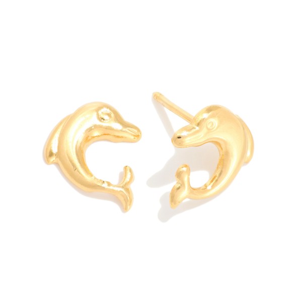 Metal Tone Dolphin Stud Earrings 

- Approximately .25" L