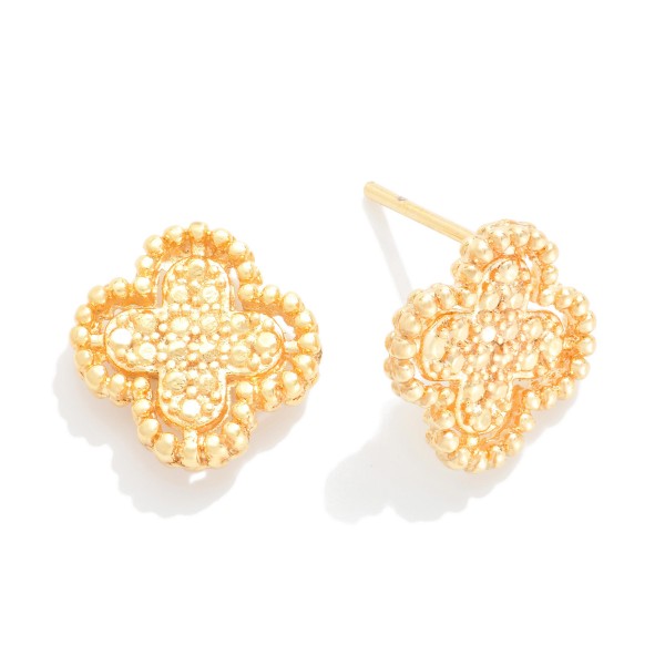 Textured Metal Clover Stud Earrings 

- Gold Filled 
- Approximately .5" L
