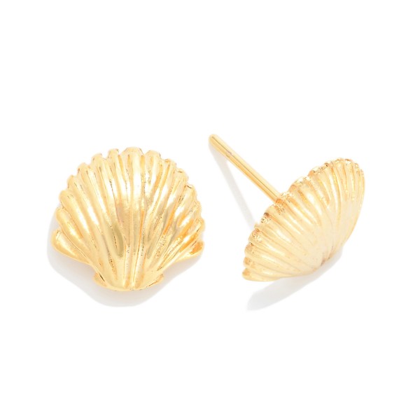 Metal Tone Shell Stud Earrings 

- Gold Filled
- Approximately .5" L