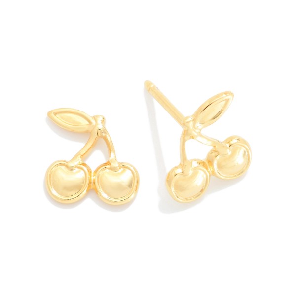 Metal Tone Cherries Stud Earrings 

- Gold Filled 
- Approximately .25" L