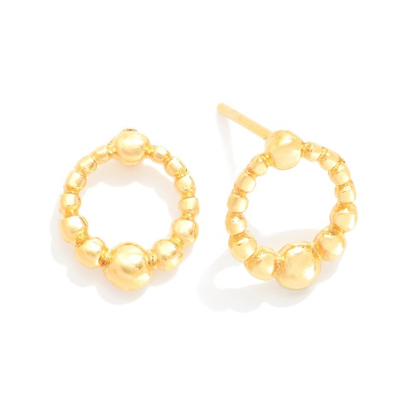 Graduated Metal Beaded Hoop Stud Earrings 

- Gold Filled 
- Approximately .25" L