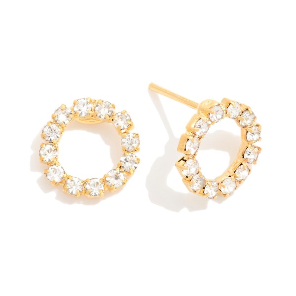 Rhinestone Hoop Stud Earrings 

- Approximately .5" L