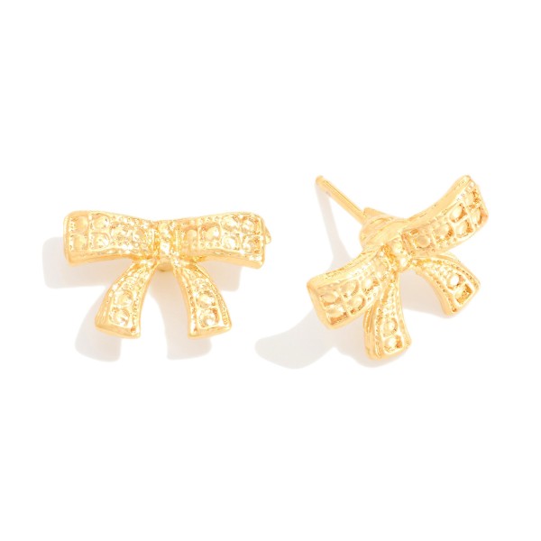 Textured Metal Bow Stud Earrings 

- Gold Filled 
- Approximately .25" L