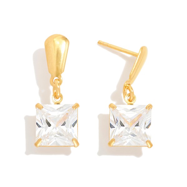 Metal Tone & Cubic Zirconia Post Drop Earrings 

- Gold Filled 
- Approximately .25" L