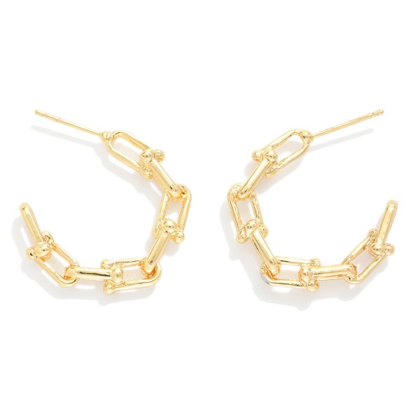 Metal Tone U Link Hoop Earrings

- Approximately .75" D 