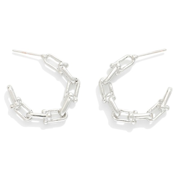 Metal Tone U Link Hoop Earrings

- Approximately .75" D 