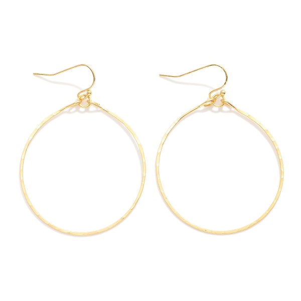 Hammered Metal Hoop Drop Earrings 

- Approximately 2" L