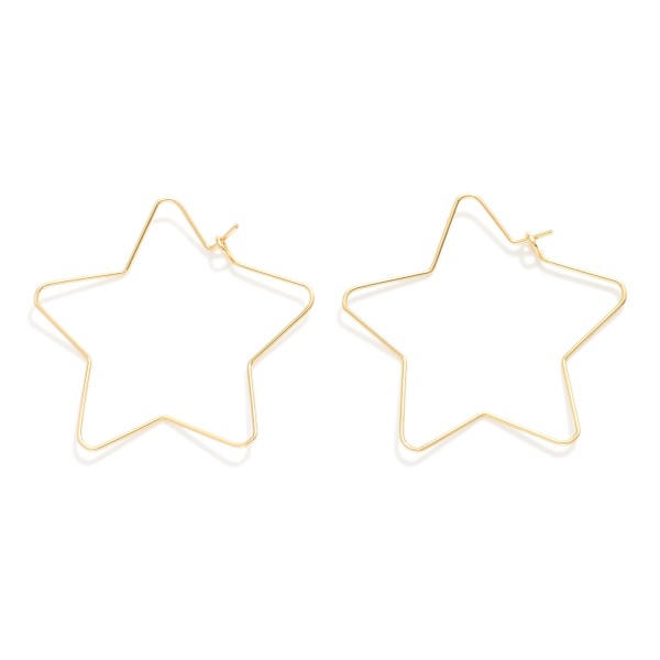 Metal Tone Wire Star Hoop Earrings 

- Approximately 1.25" D