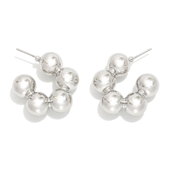 Metal Tone Bubble Hoop Earrings 

- Approximately .5" D