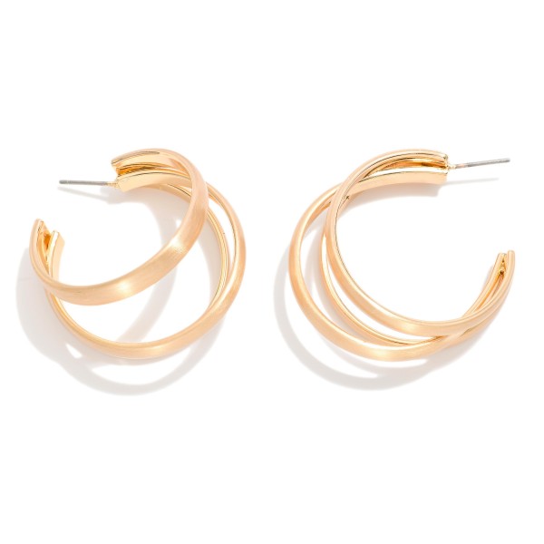 Layered Matte Metal Tone Hoop Earrings 

- Approximately 1" D