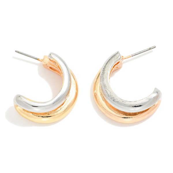 Layered Metal Tone Hoop Drop Earring 

- Approximately 1" L 