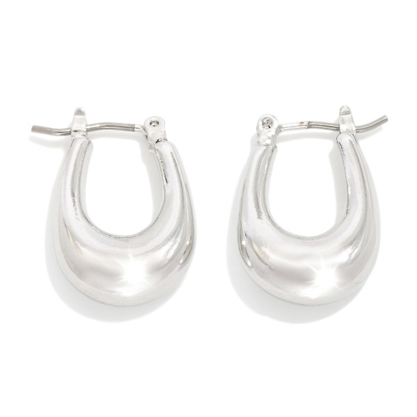 Tapered Metal Hoop Earrings 

- Approximately .25" D