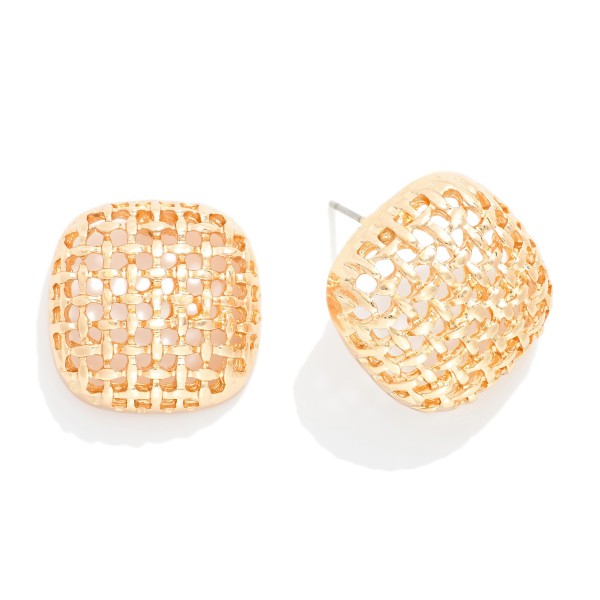 Woven Metal Square Post Drop Earrings 

- Approximately 1" L