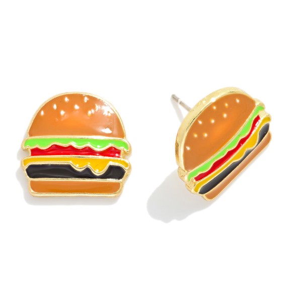 Enamel Cheeseburger Stud Earrings 

- Stainless Steel 
- Tarnish Resistant 
- Approximately .75" L