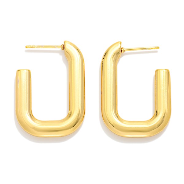 Metal Tone Rounded Rectangular Hoop Earrings 

- Approximately 1.5" L 