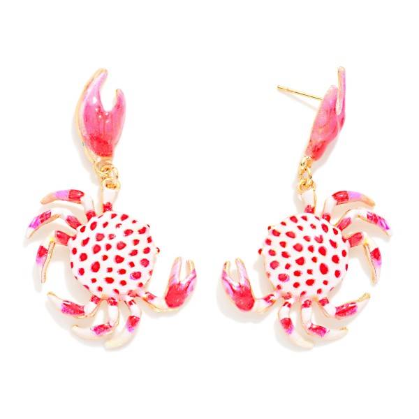 Printed Enamel Crab Drop Earrings 

- Approximately 2.5" L