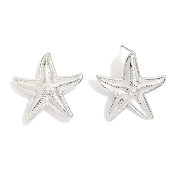 Textured Metal Starfish Drop Earrings 

- Approximately 1" L
