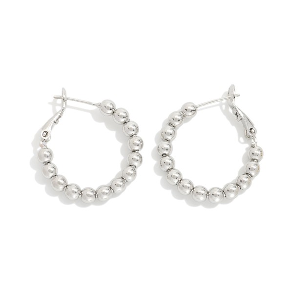 Metal Tone Beaded Hoop Earrings 

- Gold Dipped
- Approximately .75" D