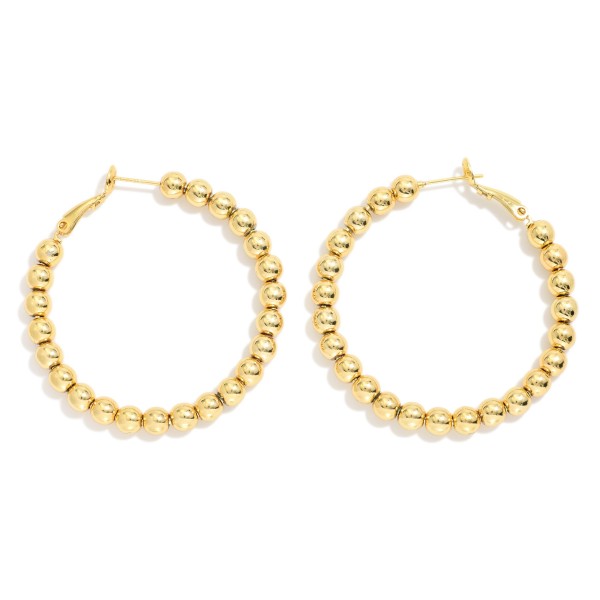 Metal Tone Beaded Hoop Earrings 

- Gold Dipped
- Approximately 1.5" D