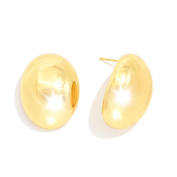 Metal Tone Oval Come Post Drop Earrings 

- Gold Dipped
- Approximately 1" L
