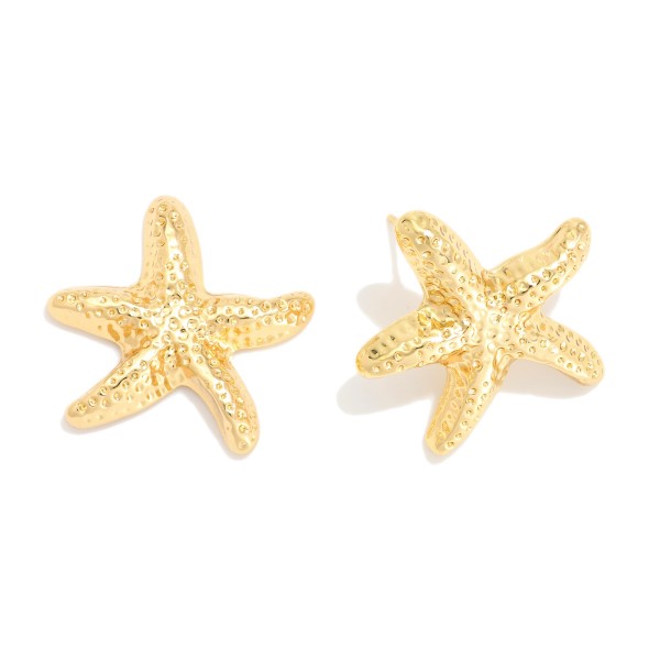 Metal Tone Starfish Post Drop Earrings 

- Gold Dipped
- Approximately 1" L