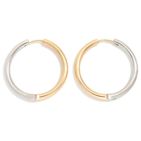 Two Tone Hinged Hoop Earrings 

- Gold Dipped 
- Approximately 1.5" D