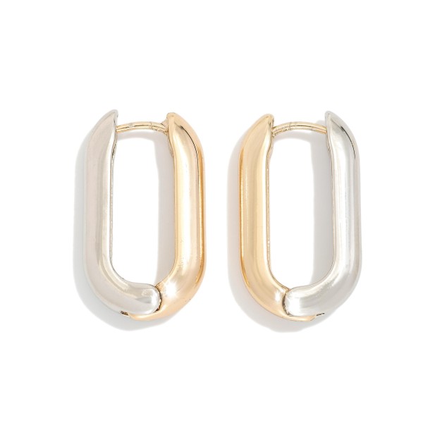Two Tone Metal Oval Hinged Hoops

- Gold Dipped 
- Approximately 1" L