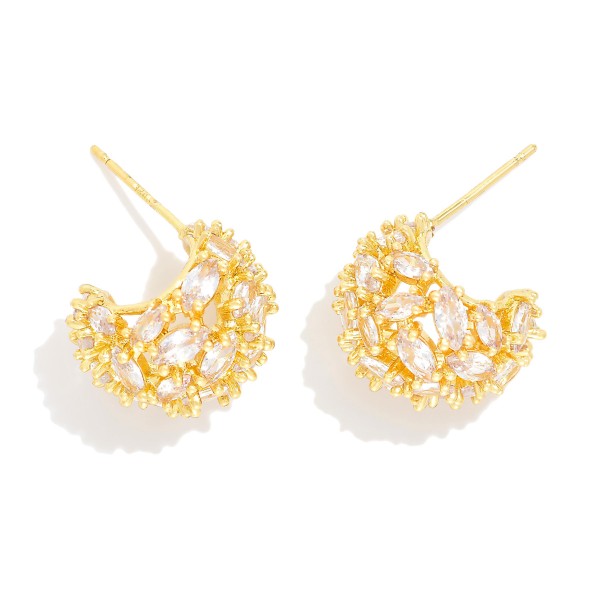 Spikey Rhinestone Dome Hoop Earrings  

- Gold Dipped
- Approximately 1" L